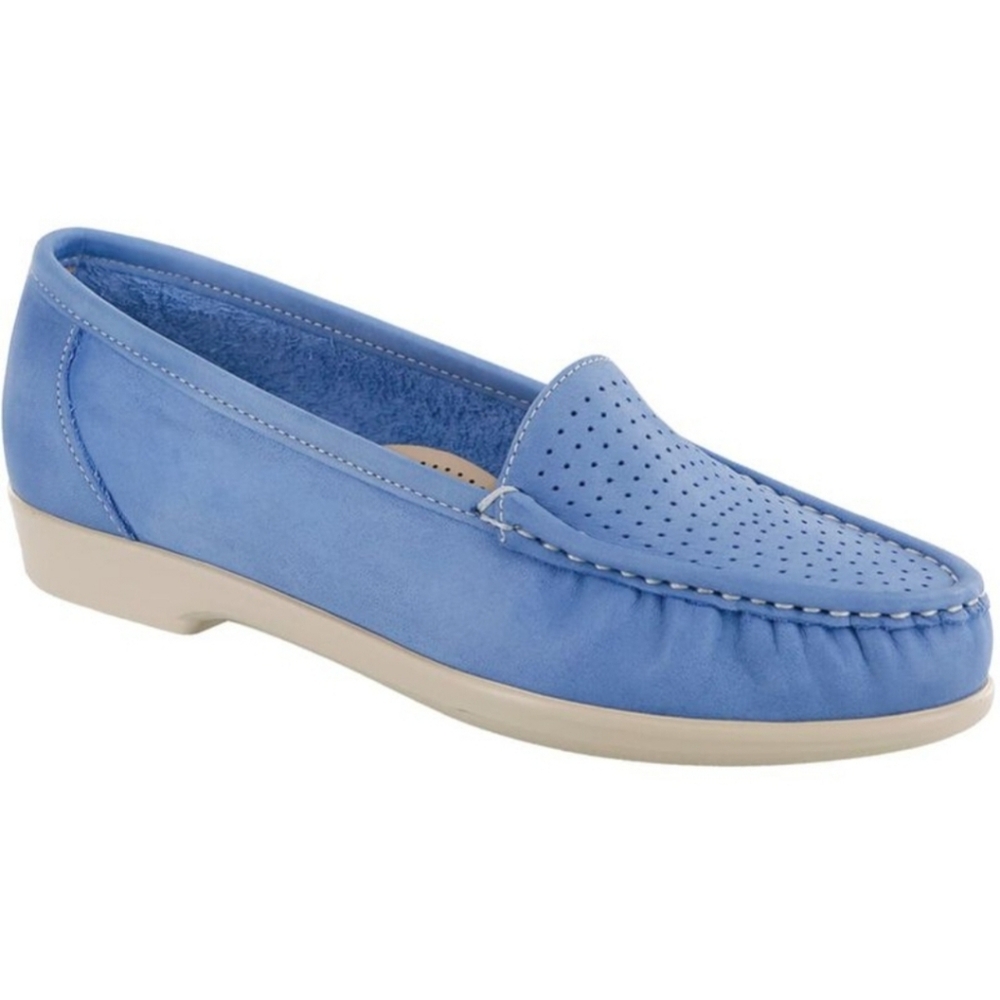 SAS Savvy Blue Nubuck Suede Leather Slip On Comfort Orthotic Penny Loafers 8.5